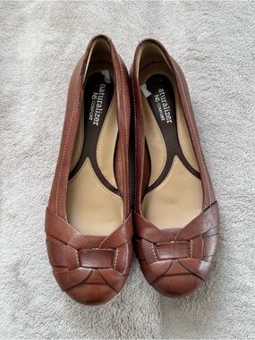 Naturalizer Maude Leather  Brown N5 Comfort Flats Woven Toe Design Size 9.5
